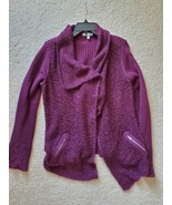 Olivia Sky Gray Long Duster Cardigan Sweater size Medium Open Front Knit - $13.49