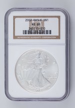 2002 American Silver Eagle selected by NGC as ms69! NICE Eagle - $57.17