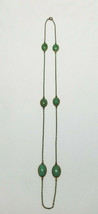 Necklace Bezel Set Green Lapis Copper Chain Vintage 23" - $18.80