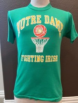 Vintage 80&#39;s Notre Dame Fighting Irish Basketball Green T-shirt size M - $39.59