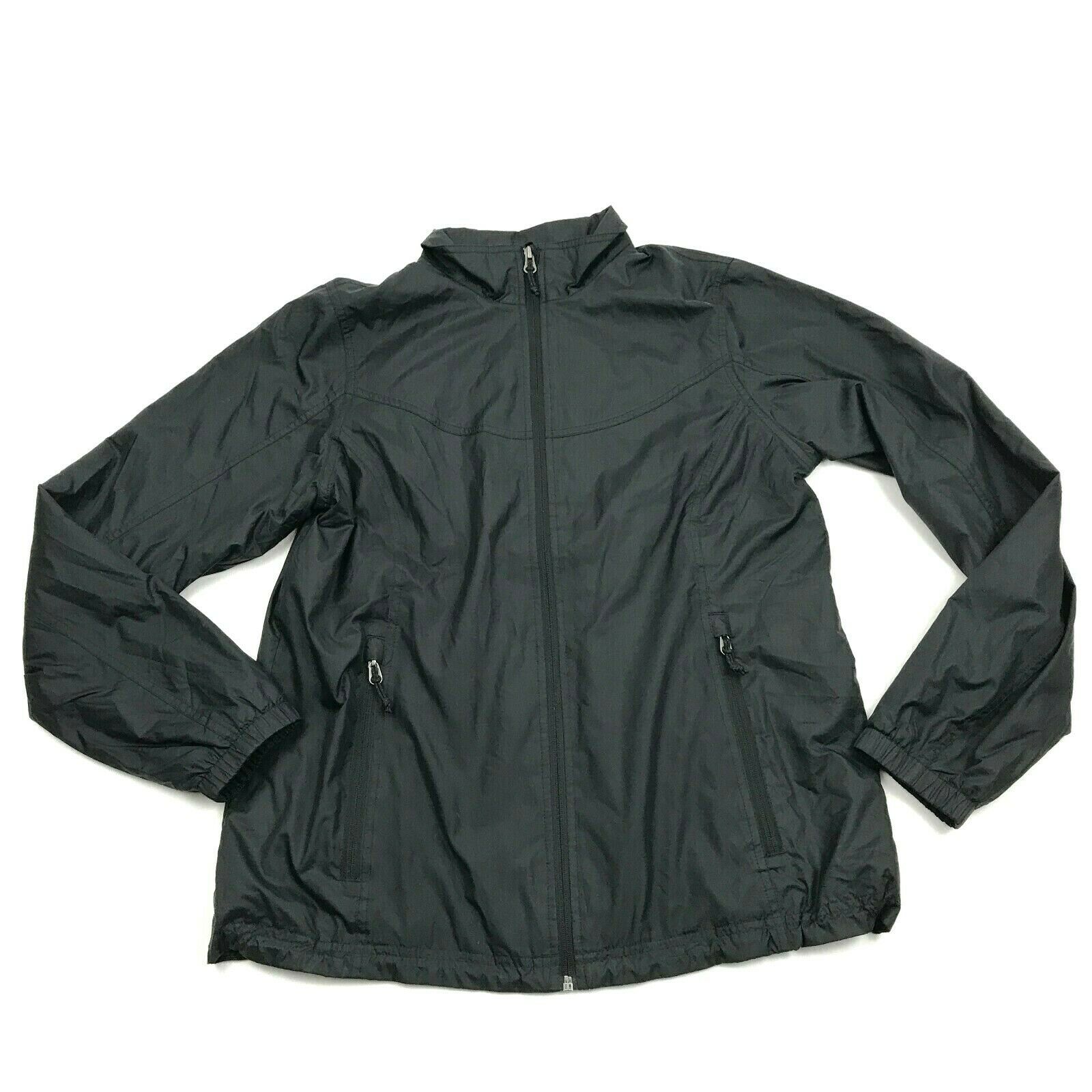 LL Bean Mens Black Windbreaker PACKABLE Jacket Size Small Full Zip ...