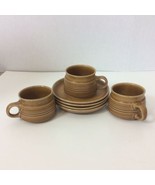 Set Langley Pottery England Canterbury Stoneware Three Mugs Cups Four Sa... - $26.17