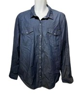 Calvin Klein Jeans XXL Aleesa Blue Denim Snap Button Long Sleeve Shirt - $29.69