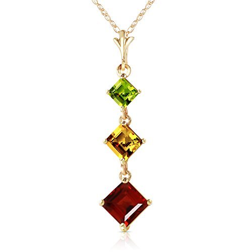 Galaxy Gold GG 2.4 Carat 14k 20 Solid Gold Necklace with Natural Square-shaped