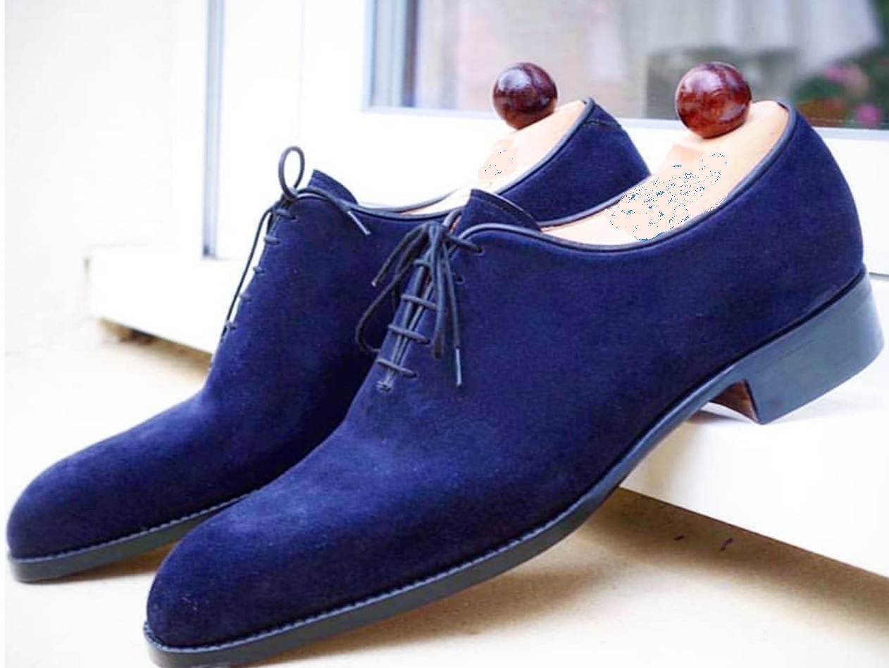 New Men&#39;s Blue oxford Suede Shoes, Men&#39;s Lace Up Whole Cut Shoes - Dress/Formal