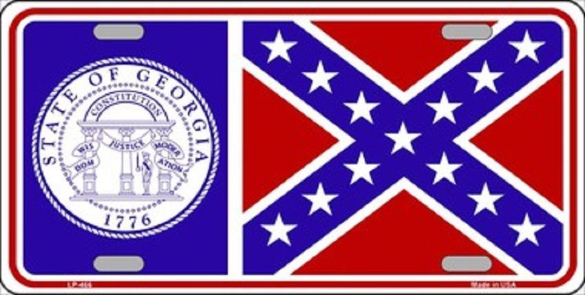 Image of Georgia State Flag 1956 Metal Novelty License Plate Tag