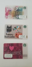 Happy Trio lot of Starbucks Cards - Halloween 6141, Valentines 6094, Easter 6106 - $9.50