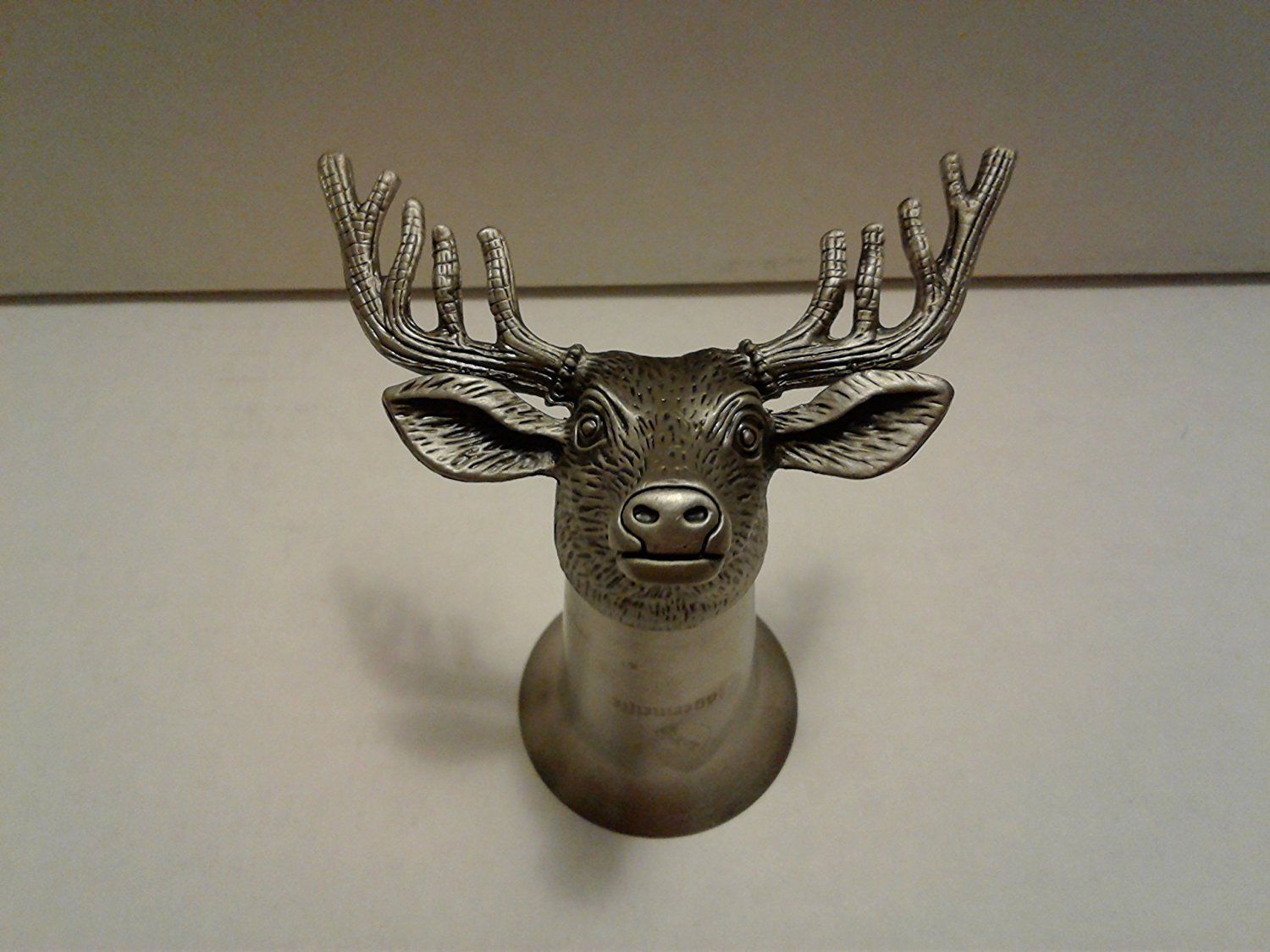Pair 2 Jagermeister 10 Pt Deer Stag Head Pewter Steel Stirrup Cup Shot