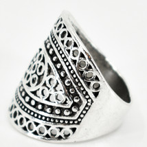 Bohemian Vintage Inspired Silver Tone Geometric Circles Fashion Statement Ring image 2