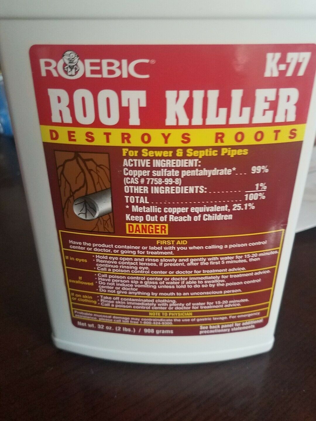 NEW ROEBIC K77 32OZ SEWER & SEPTIC PLUMBING LINE ROOT KILLER WORKS