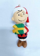 Charlie Brown Peanuts Christmas Ornament 4 1/2&quot; Santa Hat Gift w Bow UFS - $8.90