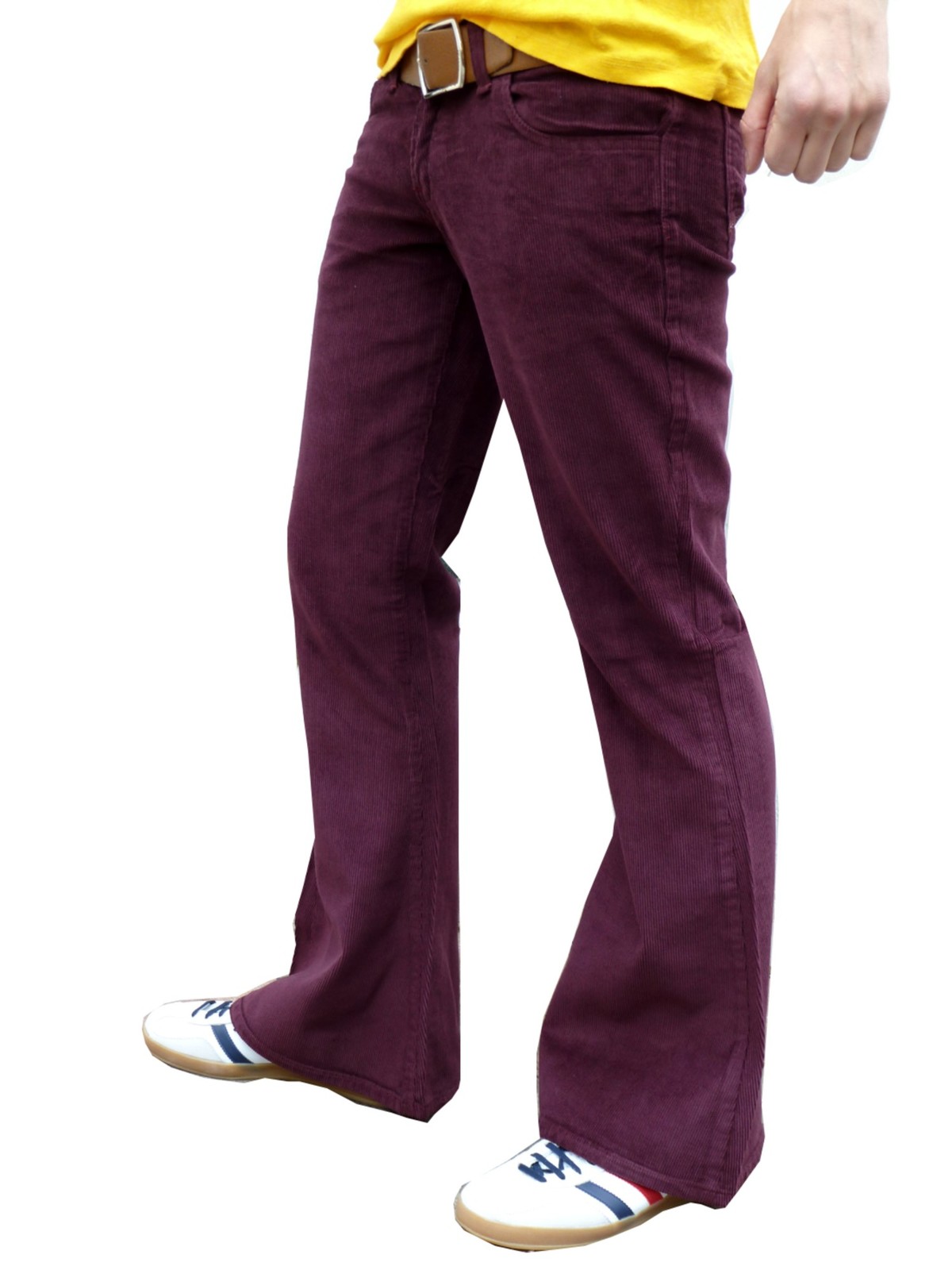 Mens Flares Burgundy Red Corduroy Flared Bell Bottoms Pants Hippie ...