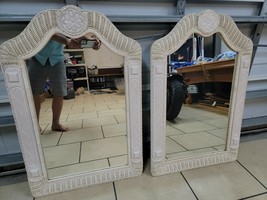 Wicker Mirror Large 41&quot; X 26&quot; Pair of 2 White Framed local pickup - $70.00