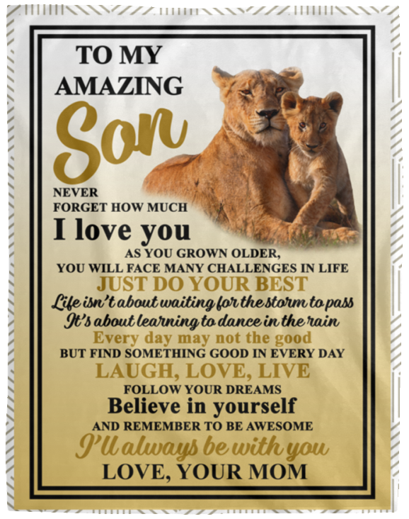 Lion To My Amazing Son Never Forget How Much I Love You Fleece Blanket ...