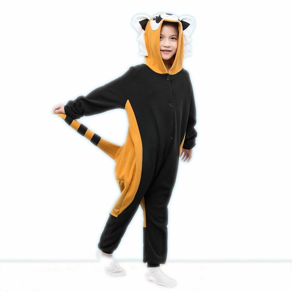 Kigurumi Pajamas Raccoon Onesie Pajamas Polar Fleece Brown Cosplay For ...