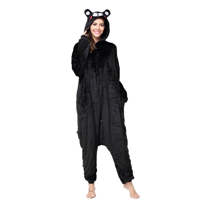 Adults' Kigurumi Pajamas Bear Onesie Pajamas Flannel Toison Black Cosplay For Me