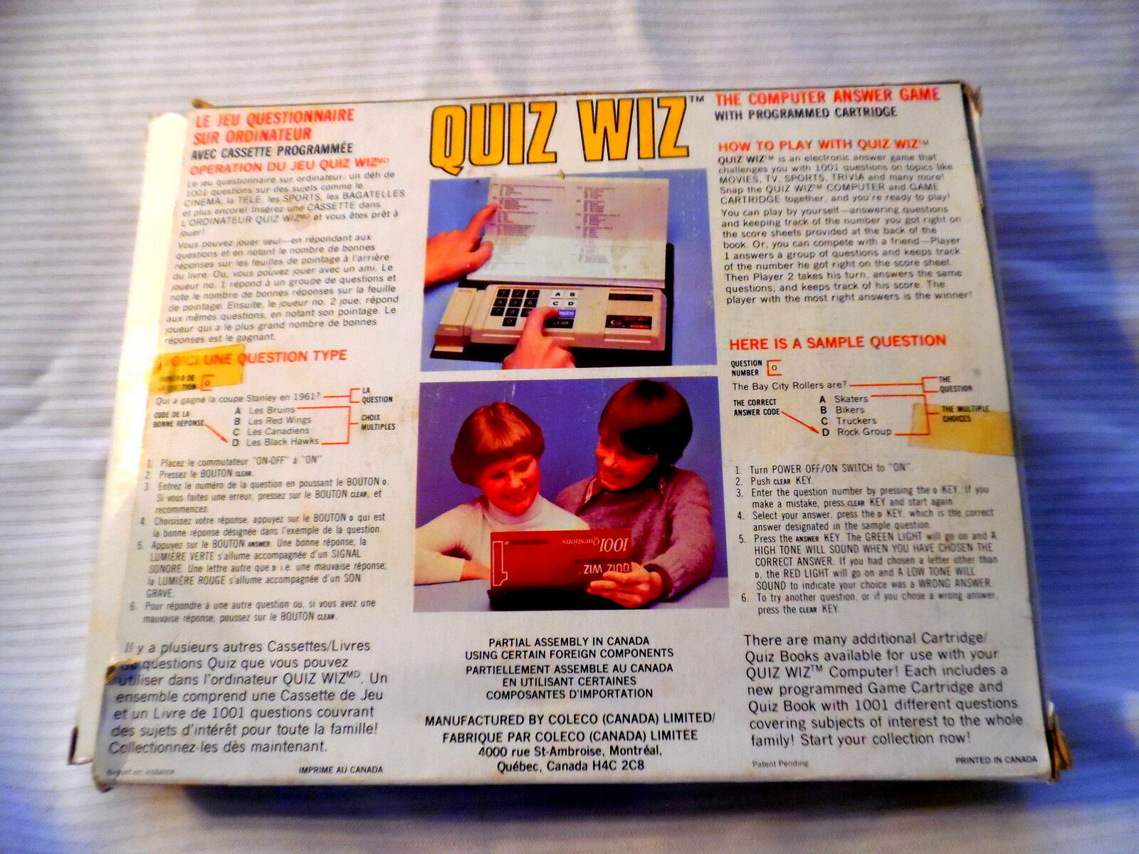 Vintage 1970's QUIZ WIZ Game By Coleco COMPLETE - Other