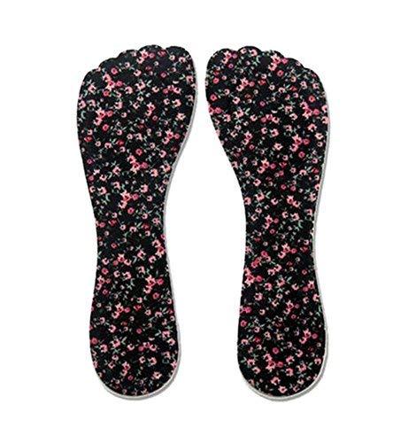 2 Pairs of Black Floral Non-Slip Silicone Pad Seven Points Insole