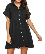RH Womens Sleepshirt Short Sleeve Collar Button Casual Nightdress Pajama... - $26.99
