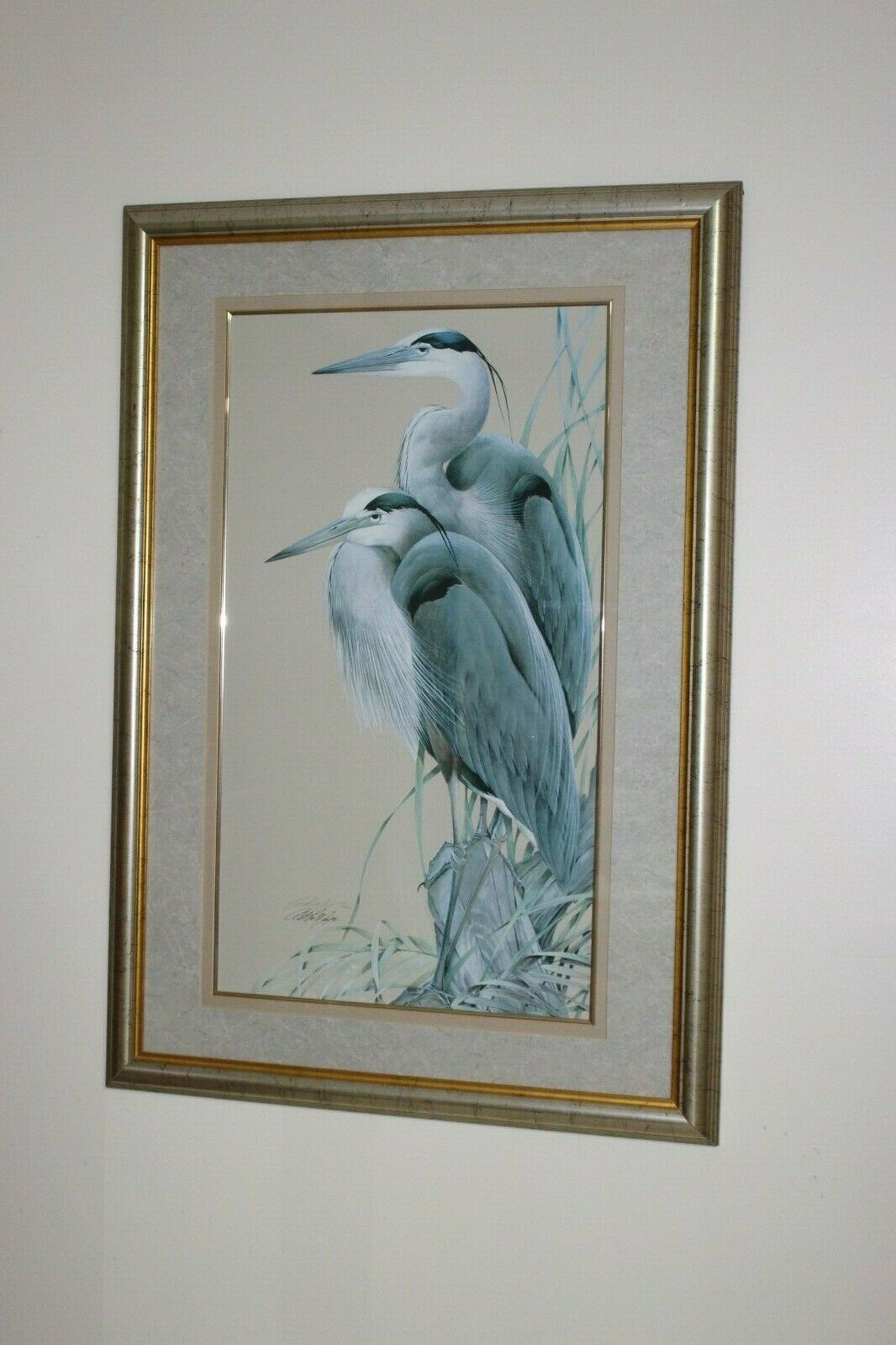 ART LAMAY Egret Heron Birds Framed Lithograph HAND SIGNED Limited ...