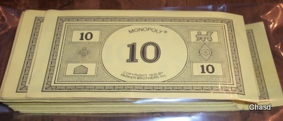 Monopoly Money- $10 Bills - Game Pieces, Parts