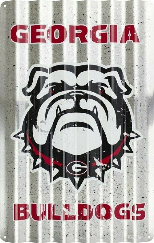 NCAA GEORGIA BULLDOGS CORRUGATED METAL SIGN TIN RETRO 12