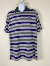 Columbia Golf Men Size L Gray/Purple Striped TCU Horned Frogs Polo Shirt - $13.97
