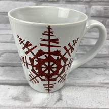 Starbucks Coffee Mug 2012 Red Snowflakes Ceramic Christmas Holiday Winter - $14.28