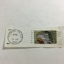 Vintage Jan 26, 1991  USED Stamp Cheyenne Indian Head Dress Wichita  Kansas - $4.81