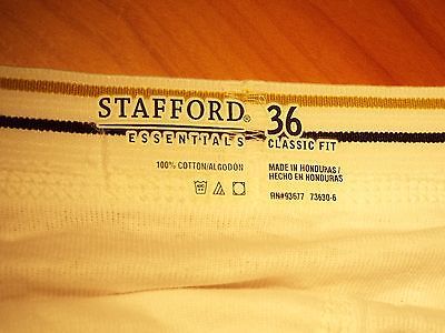 *NEW* (6) STAFFORD Essentials Classic Fit 100% Cotton White Mens Briefs ...