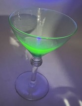 Antique Vaseline Uranium Glass Goblet Champagne Tall Sherbet Green Bryce... - $24.74