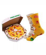 Anysox White and Mustard Size 5-11 Long Socks With Pizza Design Happy Ha... - $56.25+