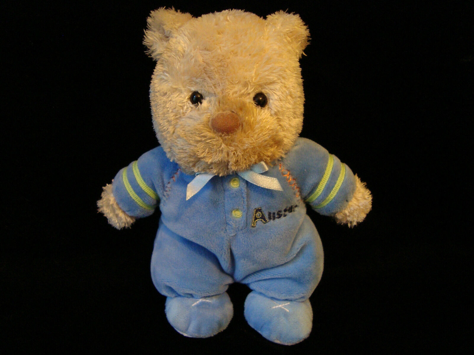 Carters Child of Mine BABY ALLSTAR TEDDY BEAR Rattle 8" Blue Plush Stuffed Toy  - $10.67