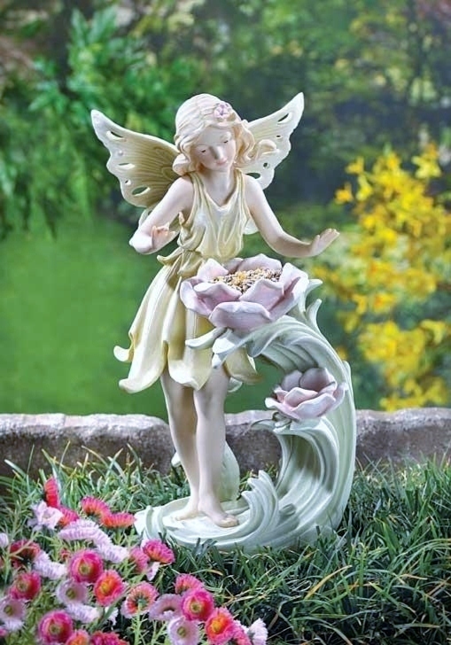 fairy bird feeder statue