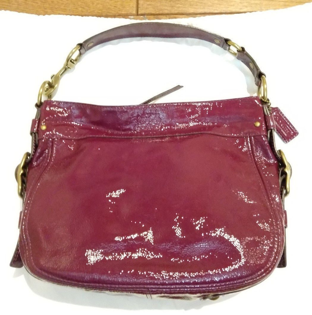 purple patent leather coach purse