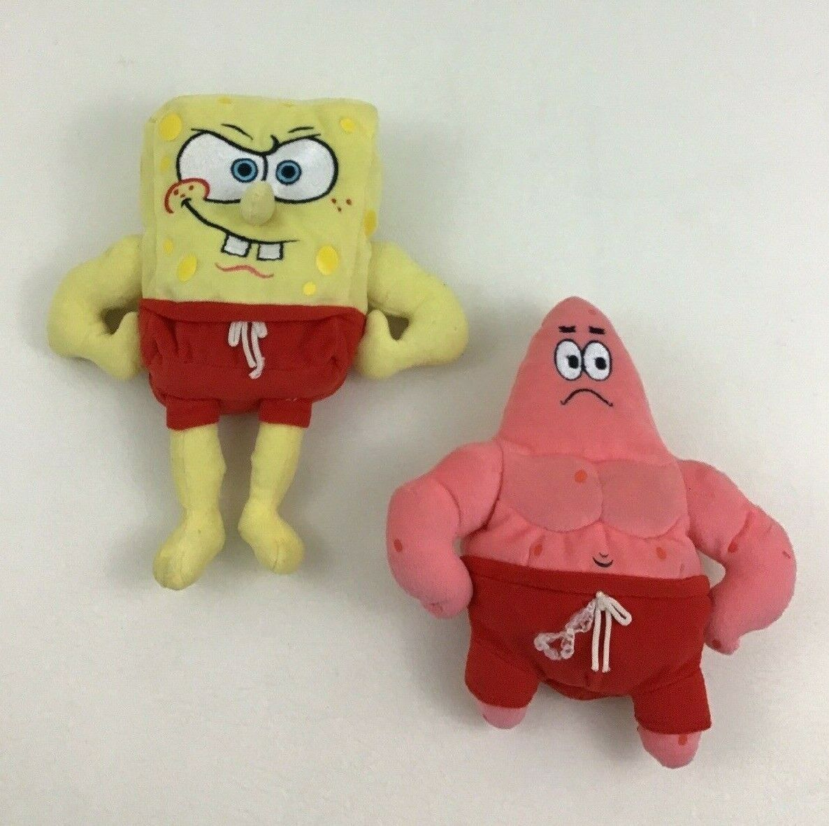 Ty Spongebob Squarepants Lot of 2 Muscle Patrick & Spongebob Plush ...