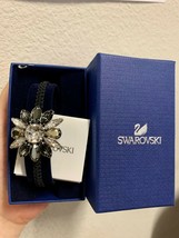 Nib Swarovski Black Crystal Bracelet Flower Cord 5019149 - $124.79
