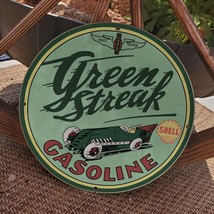 Vintage Shell Green Streak Race Tested Gasoline Fuel Porcelain Gas & Oil Sign - $125.00