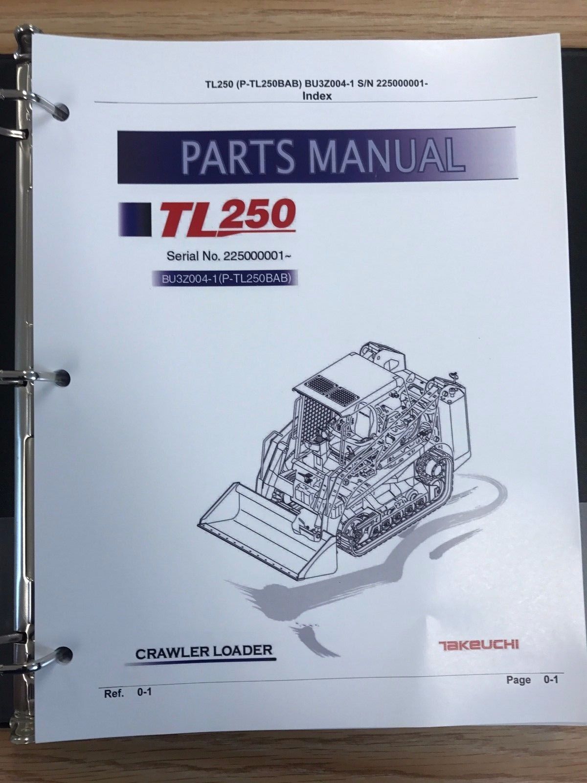 Takeuchi TL250 Crawler Loader Parts Manual S/N 225000001 and up Heavy