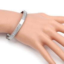 Silver Tone Hinged Bangle Bracelet With Swarovski Style Crystals - $27.99