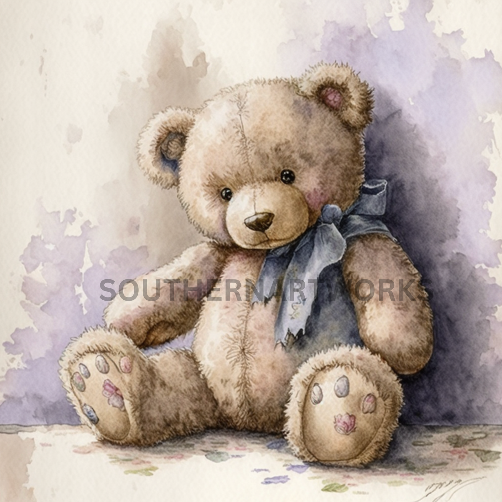 Primary image for Watercolor painting of a teddy bear, wall art ,#2 OF 4 in this collection