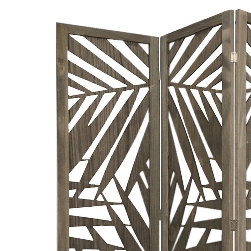 3 Panel Grey Room Divider with Tropical leaf Screens & Room Dividers