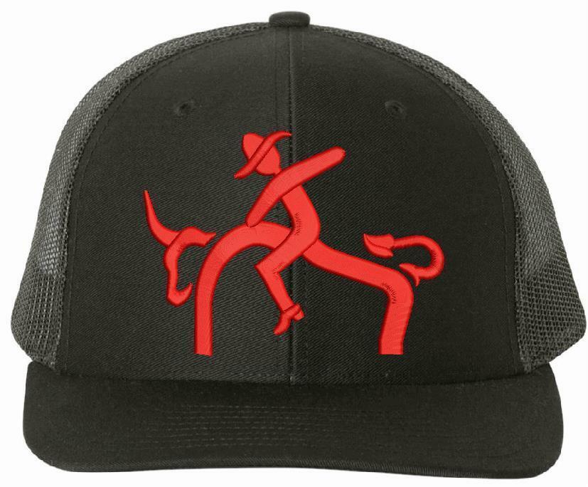 8 Sec Rider Professional Bull Riders hat Rodeo hat, 112 Black Trucker