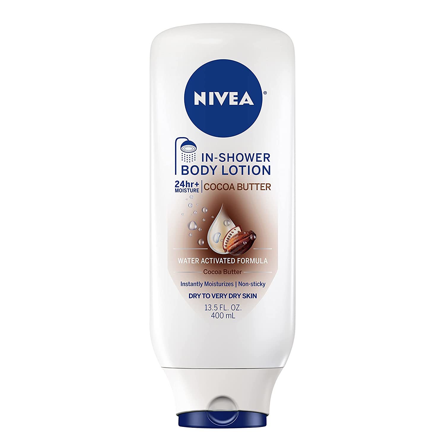 New NIVEA Cocoa Butter In Shower Lotion, Body Lotion for Dry Skin, 13.5 Fl Oz