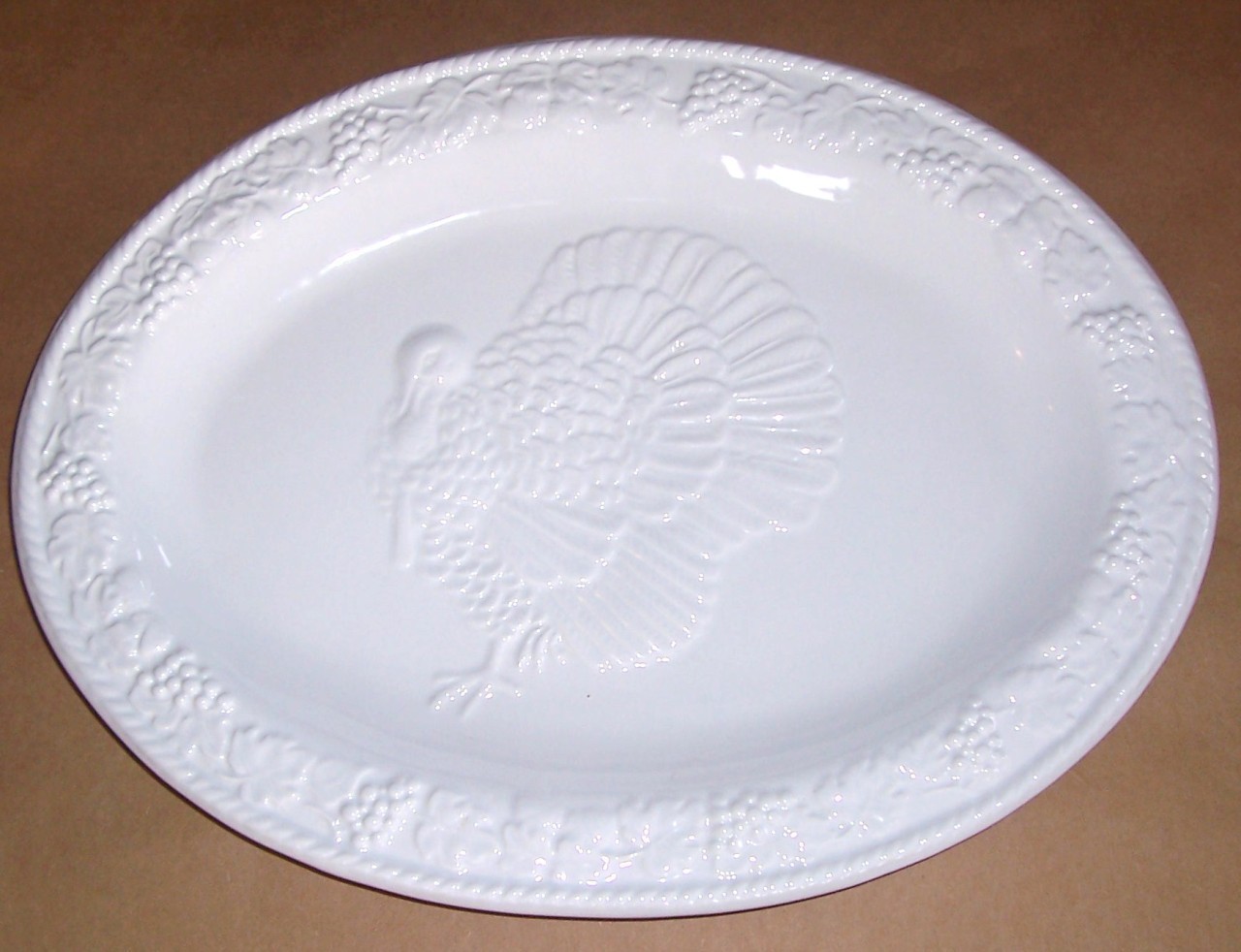 Thanksgiving Porcelain White Turkey Platter, Made In Japan Platters