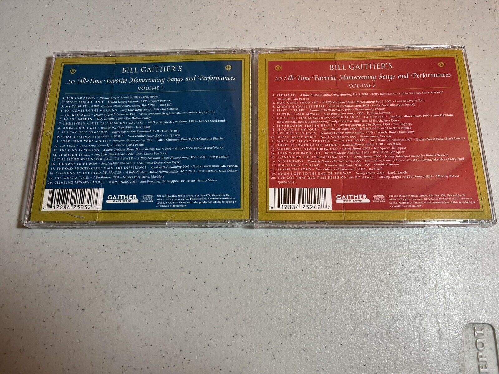 Bill Gaither's 20 All Time Favorite Songs Vols. 1 & 2 CDs