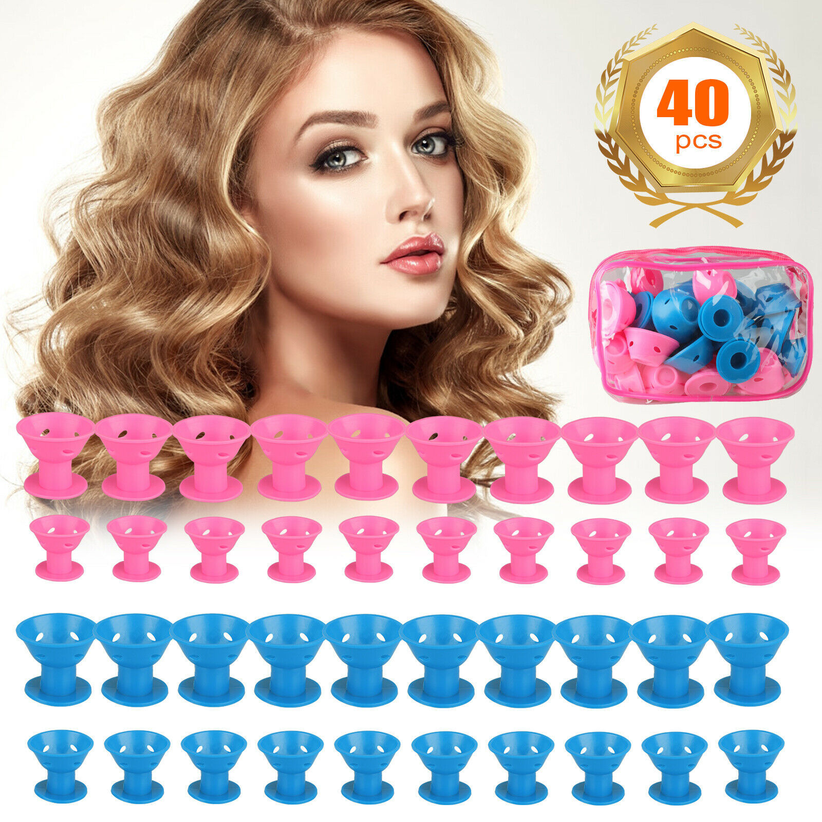 40x DIY Silicone Hair Curlers Rollers Magic Soft Curling Styling Care
