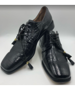 Marco Vicci Men&#39;s Premium Leather Dress Shoes Black Tassel Ties 10.5M Ca... - $52.98