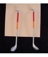 GOLF CLUB EARRINGS-Sports Game Ball Golfer Lucky Charm Jewelry - $5.97