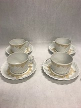 4 sets Havilland Limoges Ladore France coffee tea cup saucer swirl gold ... - $67.31